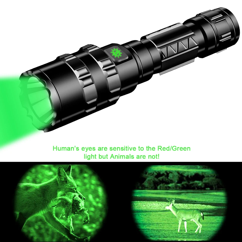Профессиональный Зеленый светильник, тактический светодиодный светильник фонарь для охоты, ночной Скаут, набор L2, светильник для рыбы, USB, перезаряжаемый, водонепроницаемый