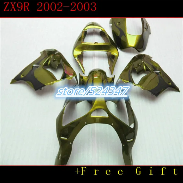 

Custom motorcycle free package Ninja ZX9R kawasaki Ninja 2002 2003 9 r ZX9R greenish yellow barca first fairing sections-Hey