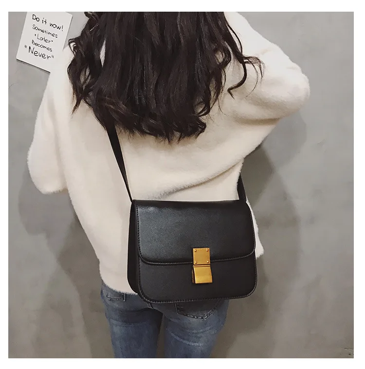 European Retro Fashion Ladies Square bag 2018 New Quality PU Leather Women's Handbag Simple Leisure Lock Shoulder Messenger Bags