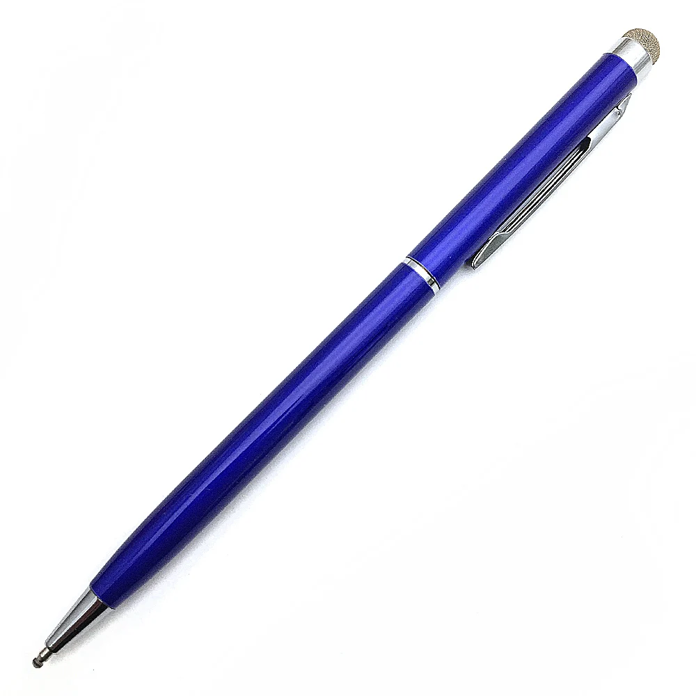 Металлическая шариковая ручка, емкостный сенсорный экран, микрофибра, стилус, подарок для iPad, iPhone, школьные офисные принадлежности, 12 цветов - Цвет: Синий