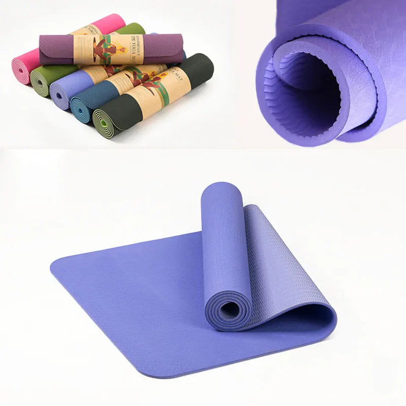 

6MM TPE Non-slip Elastic Yoga Mat For Beginner Environmental Fitness Pilates Mat Lamination Multicolor Carpet Gym Exercise Mats