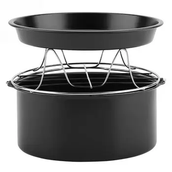 

7 Inch Fryer Accessory 3 In 1 Multifunctional Air Fryer Accessories Set Kit Parts Bread Shelf Cake Barrel Pizza Pan