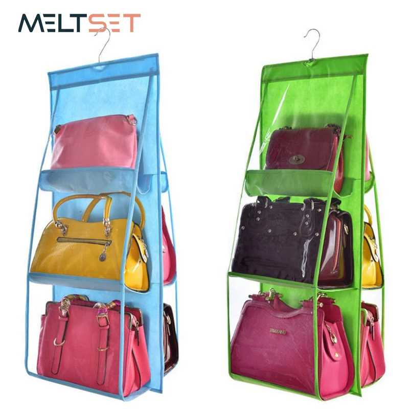 6 Pocket Hanging Handbag Organizer for Wardrobe Closet Transparent Storage Bag Door Wall Clear Sundry Shoe Bag with Hanger Pouch 6 Pocket Hanging Handbag Organizer for Wardrobe Closet Transparent Storage Bag Door Wall Clear Sundry Shoe Bag with Hanger Pouch