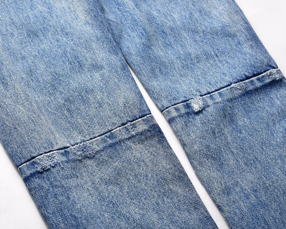 19ss New Hip Hop Justin Bieber Slim Fit Knee slit Ripped Biker Jeans Ankles Zipper Fly Jeans Streetwear Jeans Sweatpants
