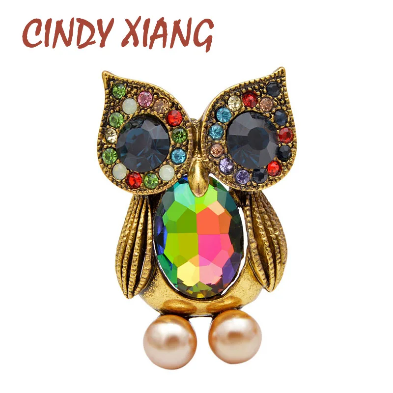 Винтажная женская брошь в виде совы CINDY XIANG милое украшение со стразами птицы для