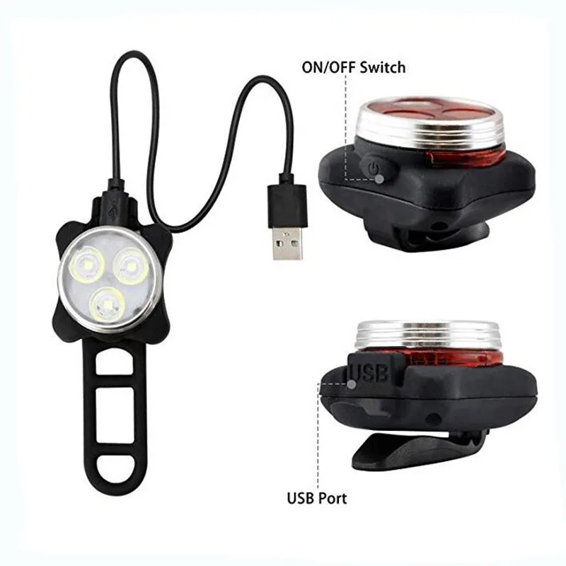 USB зарядка велосипедный задний фонарь светодиодный Фонарь передний свет MTB