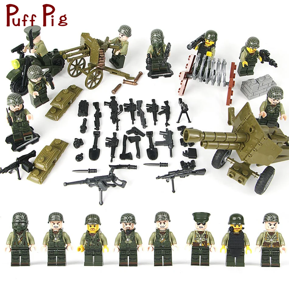 Military Swat Team City Police Armed Assault Army soldiers With Weapons Guns Compatible Legoed Figures WW2 Building Blocks Toys