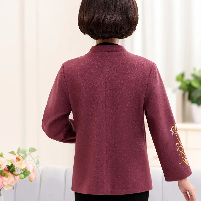 4xl Hiver Femme Xl Automne Taille Féminin Blue wine 2019 Nouveau Moyen Casaco Red D'âge Décontracté Grande De Chaud Veste Court Manteau Laine gray Femmes En nOw0k8P