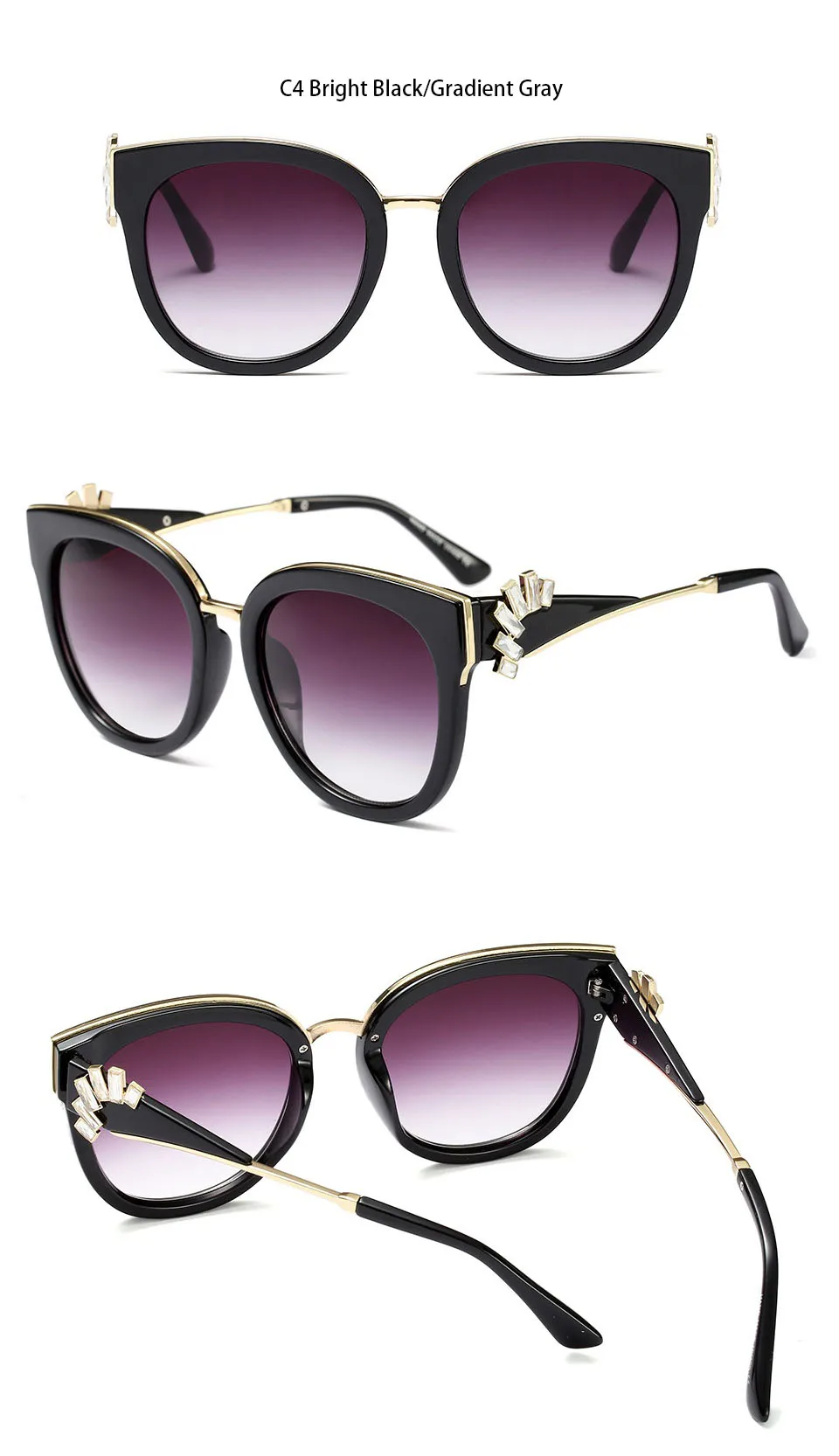 Oversized Crystal Acetate Black Cat Eye Sunglasses 2018 HTB1oX4Lf.F7MKJjSZFLq6AMBVXaY - Oversized Crystal Acetate Black Cat Eye Sunglasses 2018