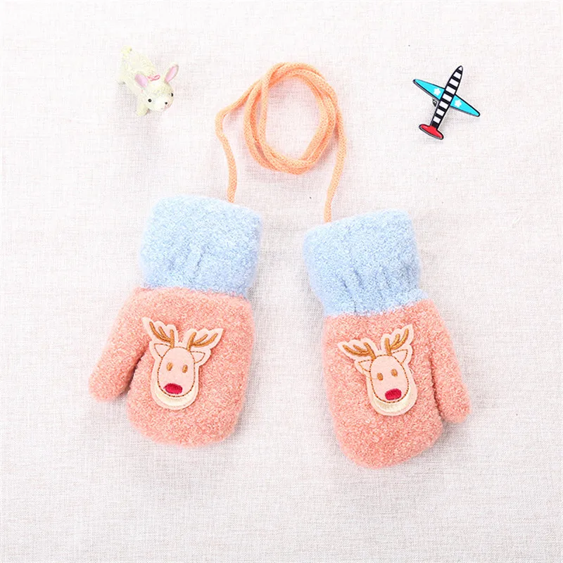 Winter Baby Boy Girl Gloves Cotton Kids Full Finger Cute Cartoon Knitting Winter Solid Gloves Thicken Warm Infant Baby  (5)