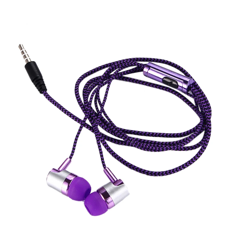 H-169 3,5 мм MP3 MP4 проводка сабвуфер плетеный шнур, универсальная Музыкальная гарнитура с управлением пшеничной проволокой - Цвет: Purple