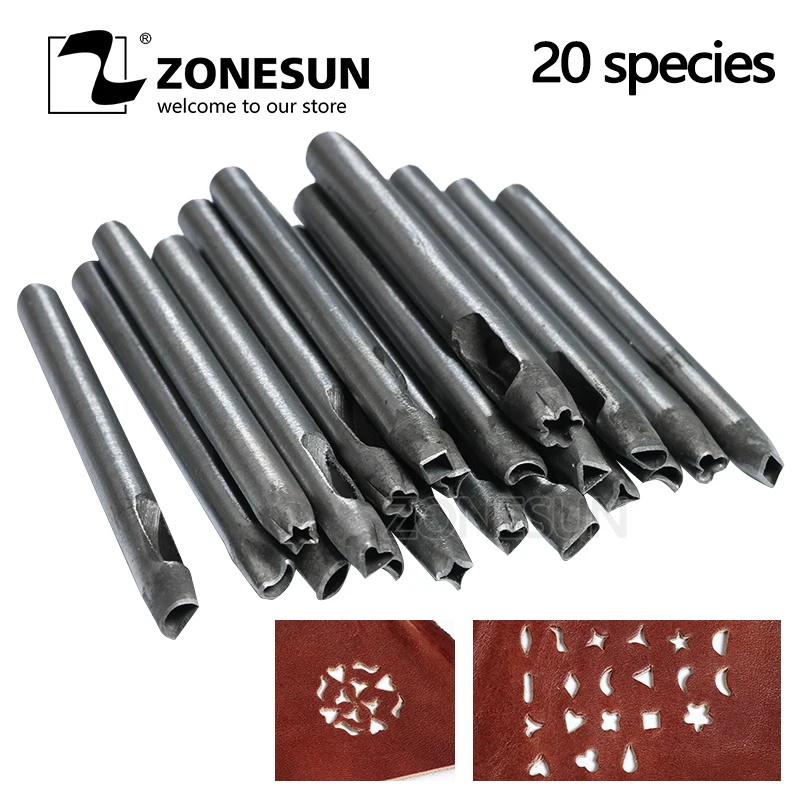 ZONESUN 20 шт./компл. инструмент для кожевенного ремесла значок на заказ Сделай Сам