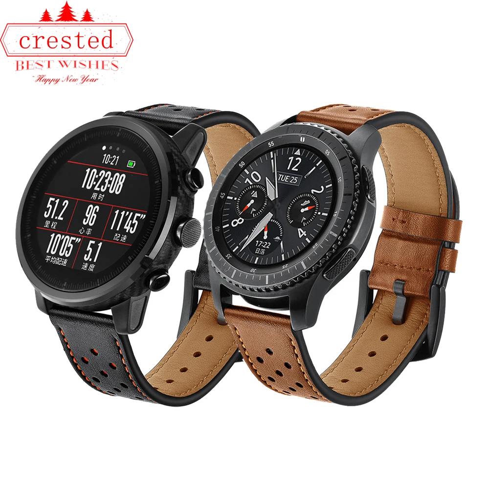22mm Leather strap for Huawei watch GT-2-2e-pro 46 MM smartwatch bracelet Samsung Gear s3 frontier Galaxy Watch 3 45mm/46mm band