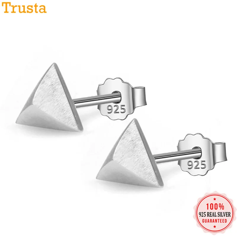 

Trusta 100% 925 Sterling Silver Jewelry Fashion Cute Tiny 6mmX6mm Solid Triangle Stud Earrings Gift for Girls Kids Lady DS418
