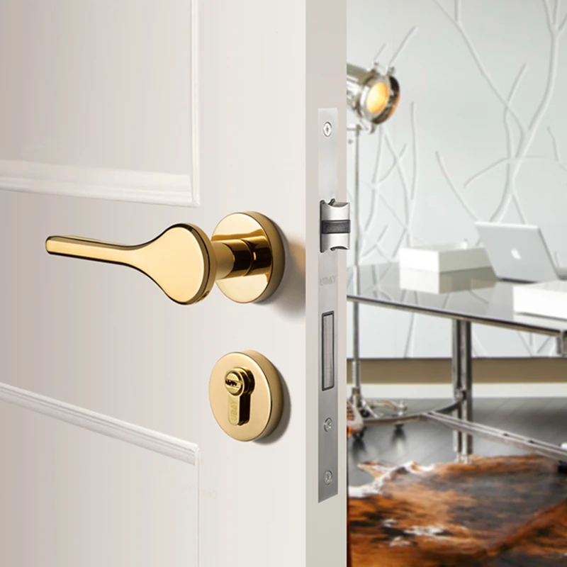  3 color/ Mute Bedroom Door Lock Zinc Alloy Interior Door Handle Washroom/Kitchen/Toilet Anti-theft  - 33030556047