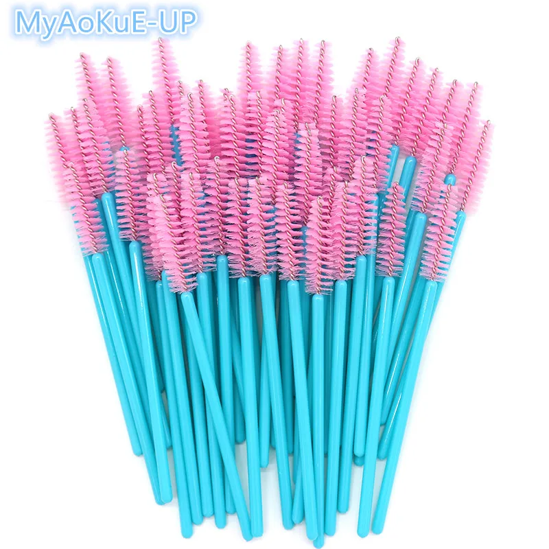 

500pcs/lot One-off Nice Pink Brushes Makeup Brush Mascara Wands Eyelash Extension Nylon brushes