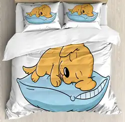 Золотой ретривер набор пододеяльников для пуховых одеял набор милый щенок спальный на подушке в мультяшном стиле состав постельные