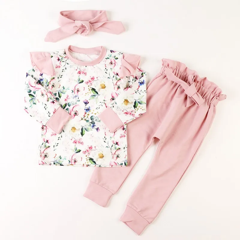 

Kid Floral Long Sleeve T-shirt Blouse 2pcs Pants Infant Outfit Cute Set Baby Fall Clothes Newborn Baby Girl Clothes Set 1