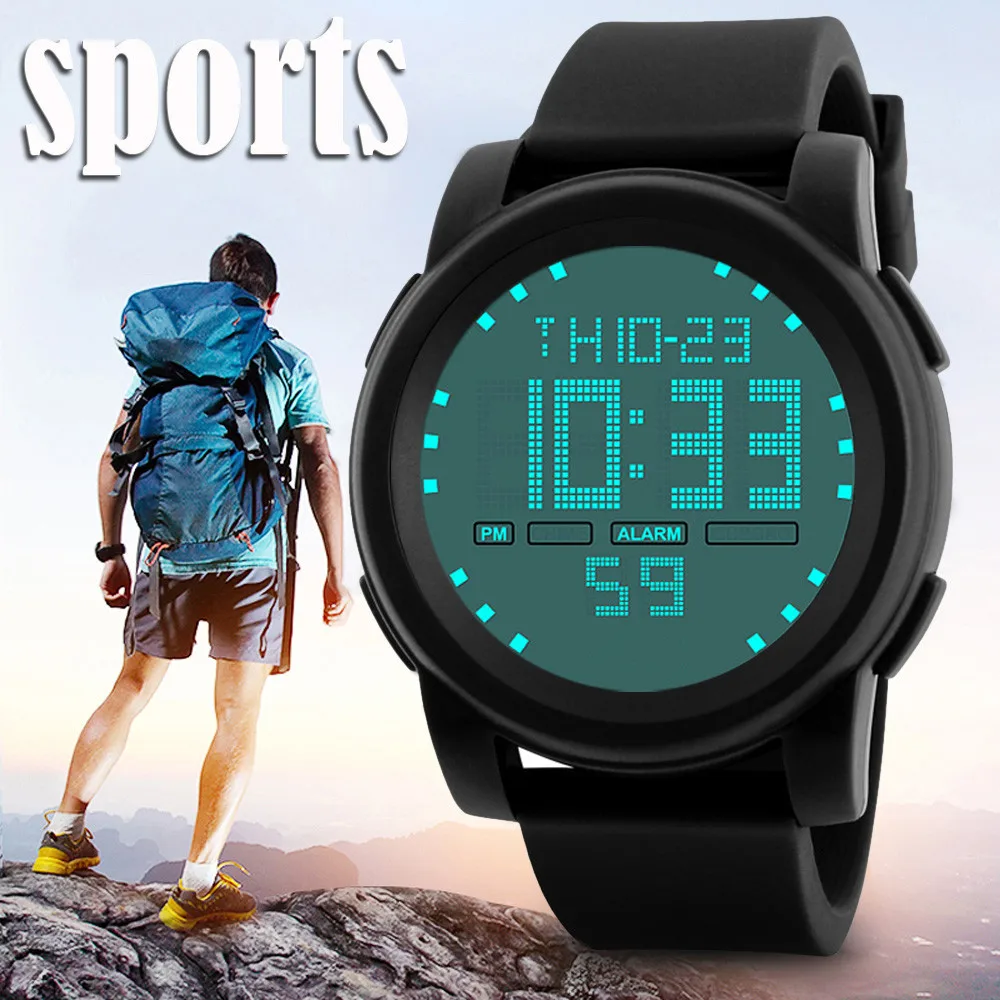

2018 Fashion Men's LED Waterproof Digital Quartz Military Luxury Sport Date Watches Time Clock Electronic Digital Watch