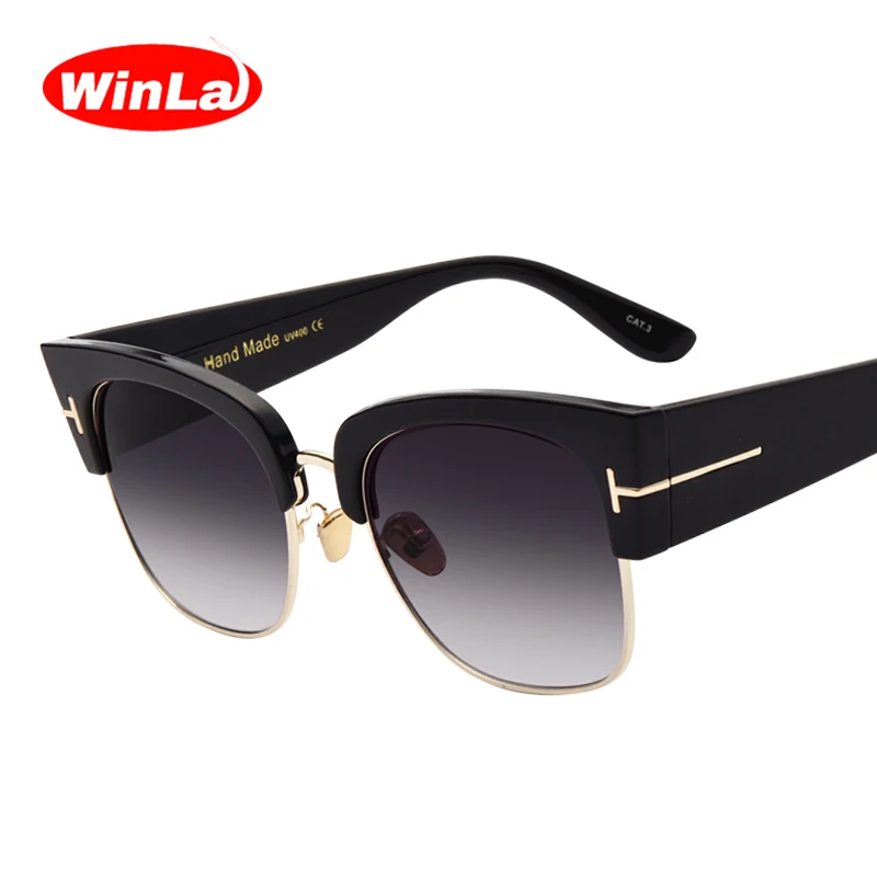 

Winla Fashion Design Women Sunglasses Vintage Sun glasses Unique Semi-Rimless Gradient Lens Female Oculos de sol UV400 WL1084