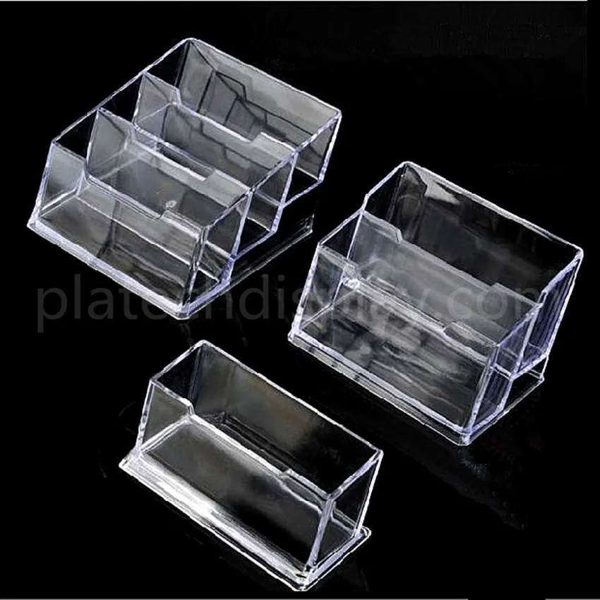 Tipos de Negócios de Plástico Nome da Empresa de Cartão de id Clara para a Cabine da Exposição Ambiente de Trabalho Vários Acrílico Titulares Display Stand no 400pcs 14 Cheap Acessórios e crachás