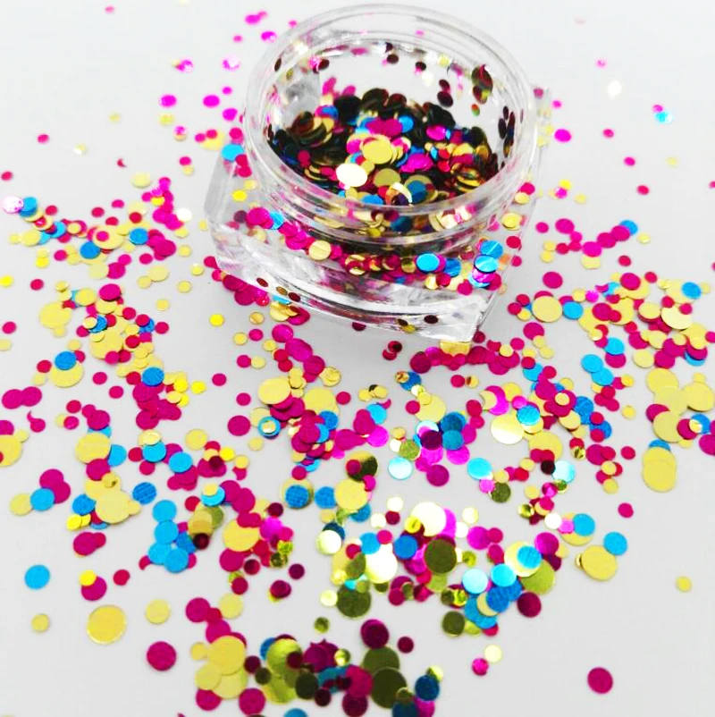 

Nail Art Glitter Mix Sequins Pigment Acrylic UV Gel Tips Dots Circle Shape Glitter Spangle Mix 1/2/3 mm for Gel Acrylic #10