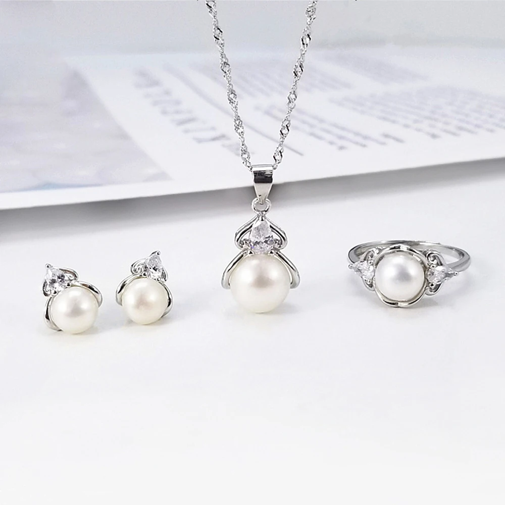 

Sterling Silver Nature Pearl Jewelry Set Sterling Silver Ring Earring Pendant Mounts For Woman Oyster Pearl Jewelry Making