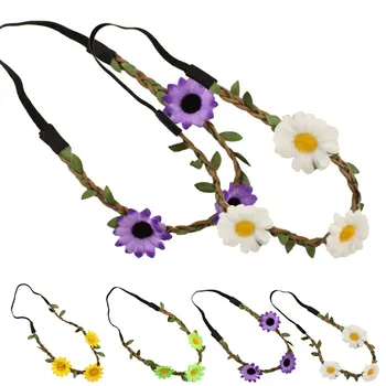 

Hairbands Handmade Floral Fall Sunflower Crown Head Band Hair Wreath Bridal Headpiece Festivals Hair Band Fashion Girls