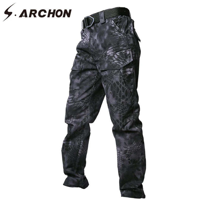 S. ARCHON военные камуфляжные тактические штаны для мужчин Rip Stop водонепроницаемые армейские военные штаны мужские солдатские страйкбольные хлопковые брюки карго