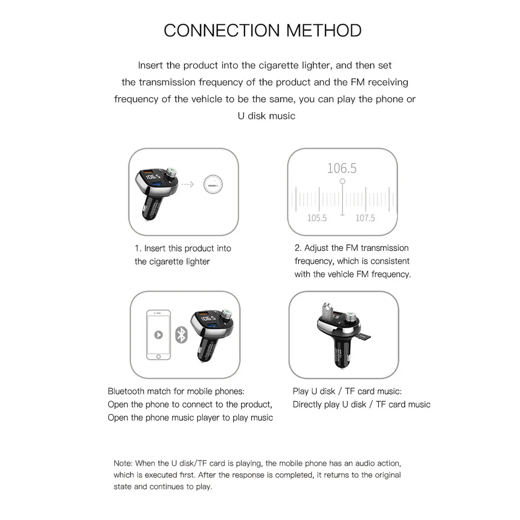 T62 2-USB Автомобильное устройство для быстрой зарядки QC3.0 беспроводной Bluetooth Автомобильный MP3-плеер Музыкальный Аудио приемник громкой связи для безопасного вождения
