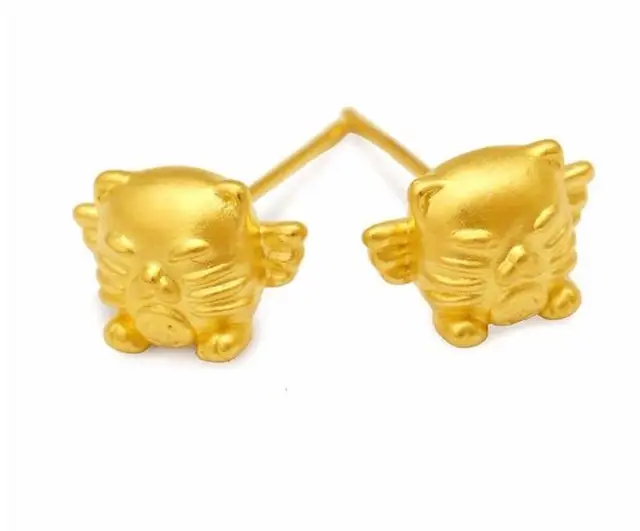 Fashion Pure 999 24k Yellow Gold Earrings New Design Lucky Owl Fashion Pure 999 24k Yellow Gold Earrings New Design Lucky Owl Stud
