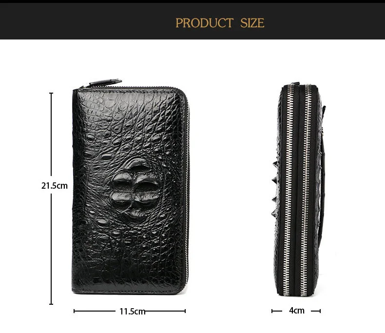 Настоящий крокодиловый узор Кошельки для монет держатель для карт из натуральной кожи мужской кошелек-портмоне Мужская Аллигатор длинный клатч сумка с двойным замком
