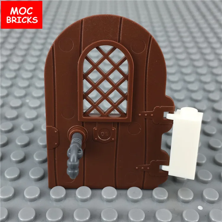 

MOC Bricks Brown Castle Door 4x6 Round Top Window & Keyhole brown Window DIY Educational Building Blocks Toy kids gifts