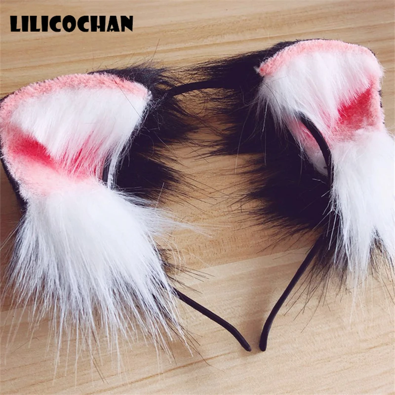 Skup Handmade Anime Neko 3 kolory realistyczne futro kot uszy pałąk Cosplay kostium Anime Halloween urodziny peruki imprezowe akcesoria