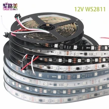DC12V SMD5050 RGB Flexible addressable 30/48/60leds/m ws2811 led pixels strip lights tape external ic,1 ic control 3 leds