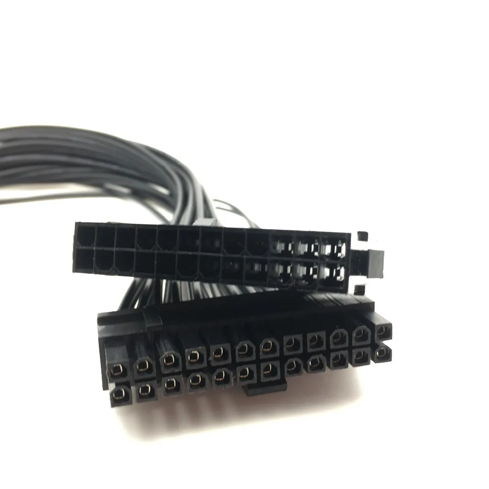 24Pin ( 20pin + 4pin ) Dual PSU Power Supply Motherboard Adapter Cable 30cm for BTC RIG Mining wire 18AWG 30cm