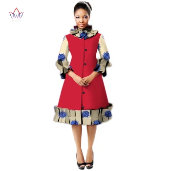 

New Autumn African Coat For Women Dashiki Fashion Long Sleeve Africa Clothing Bazin Riche Plus Size Trench Top WY3235