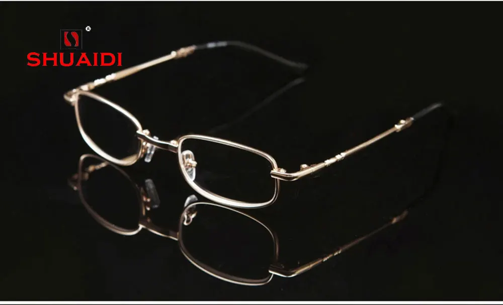 = SHUAI DI = оправа из золотого никелево-медного сплава, очки для чтения, ультра-светильник, портативные складные очки с полным ободом+ 0,5+ 0,75+ от 1 до+ 6