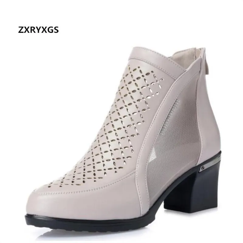 

ZXRYXGS Brand Sandals Mesh Breathable Cool Boots Summer Women Sandals 2019 New Real Leather Shoes Sandals Fashion Casual Shoes