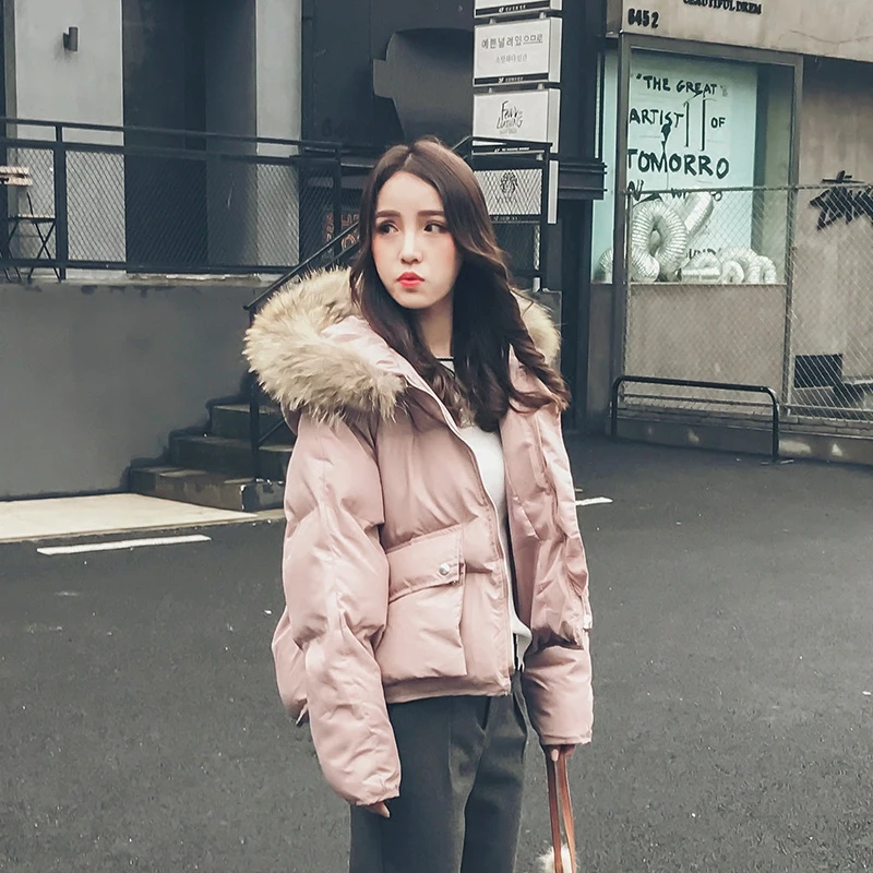 Laveur Rembourré Manteau Naturel noir 2018 jaune Parka À jaune Rose Veste Femmes Capuche De D'hiver Fourrure noir Beige Coton Réel rose Raton beige 4ftwgq6