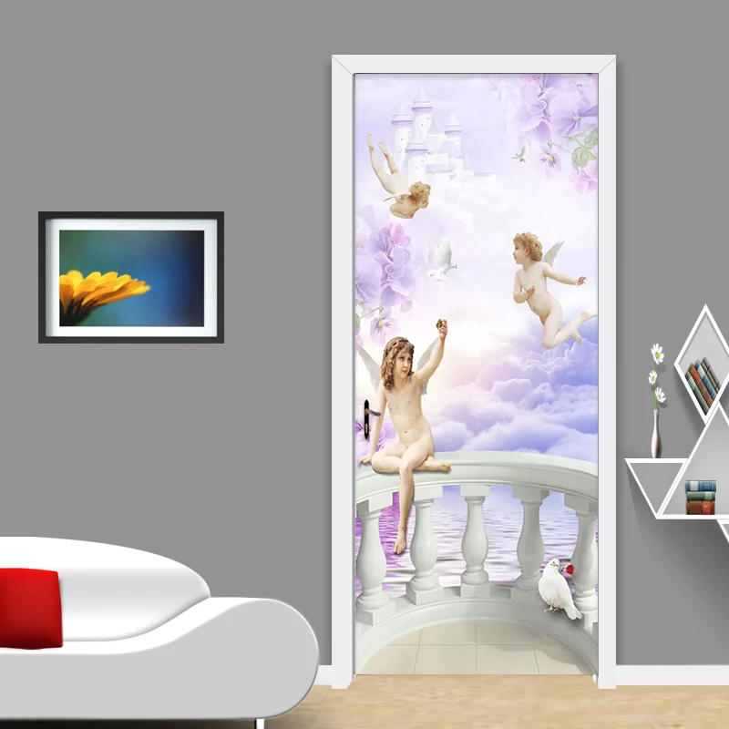 

Photo Wallpaper 3D Stereo Angel Figure Murals European Style Living Room Children's Bedroom Door Sticker PVC Wall Paper 3D Decor