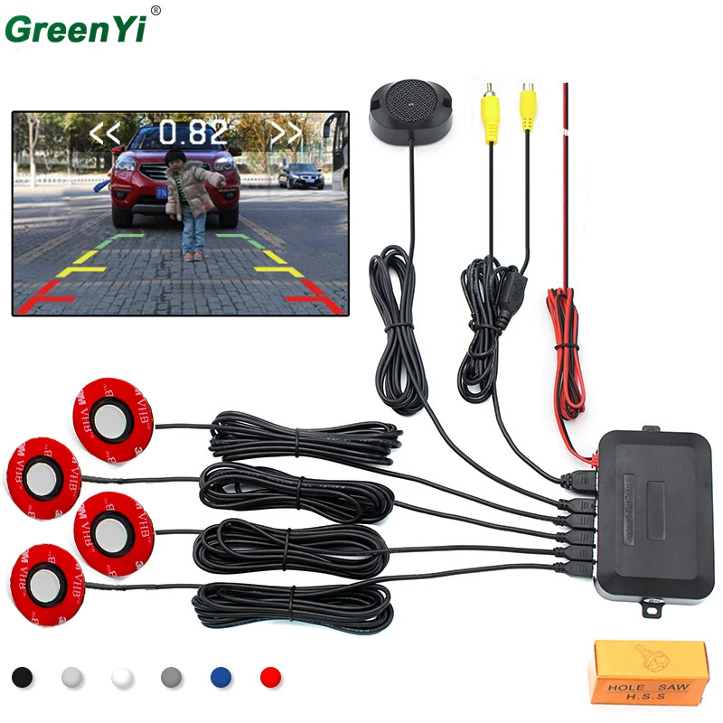 comprar Vídeo do carro Sensor de Estacionamento Reverso Radar Detector de Backup Sensores de Assistência com 16mm Plana Ajustável Suporte De Entrada De Vídeo