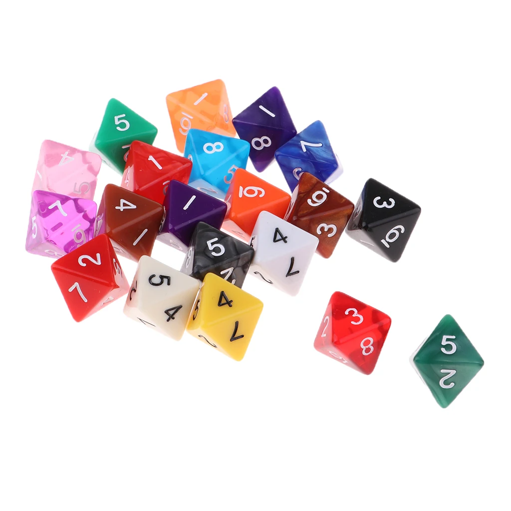 20 Pieces Polyhedral Dice Set for Table Game Kids Math Practice Holiday Party 8/10/12/20 Sided Colorful Dices