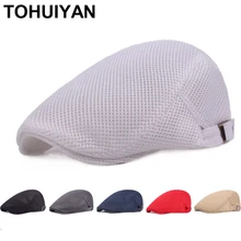 TOHUIYAN, дышащая сетчатая Кепка, s, мужская, Boina, таксистка, кепка, осень, лето, шапки для гольфа, для женщин, Gorras Planas, Duckbill, козырек, плоская кепка s