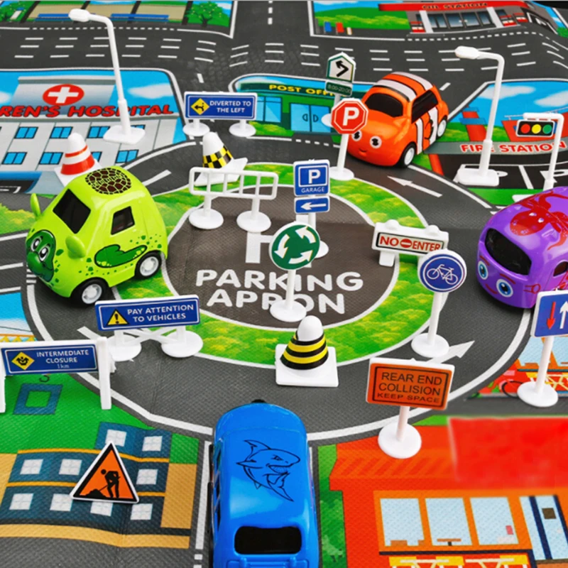 

28 Pcs Car Toy Accessories Traffic Road Signs Kids Children Play Learn Toy Game