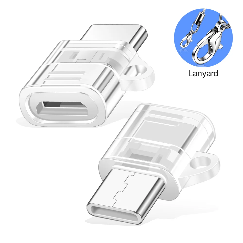 OLAF прозрачный Android Micro USB к type-C адаптер type C OTG адаптер Micro USB Женский к USB C Мужской конвертер передачи данных - Цвет: Белый