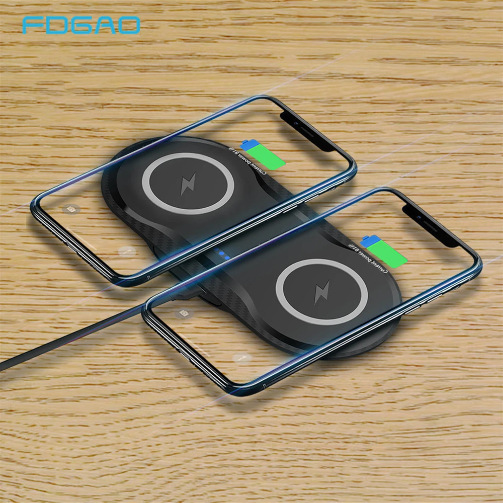

FDGAO Qi Wireless Charger Dock Station Desktop 5W Fast Dual Charging Pad For iPhone XR XS Max X 8 Samsung S10 S9 S8 Xiaomi mi 9