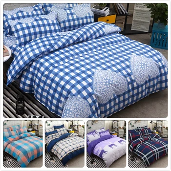 

Blue Plaid Lover 3/4 pcs Bedding Set Kids Bed Linen Full King Queen Twin Double Size Duvet Cover 1.5m 1.8m 2m 2.2m 2.4m Bedlinen