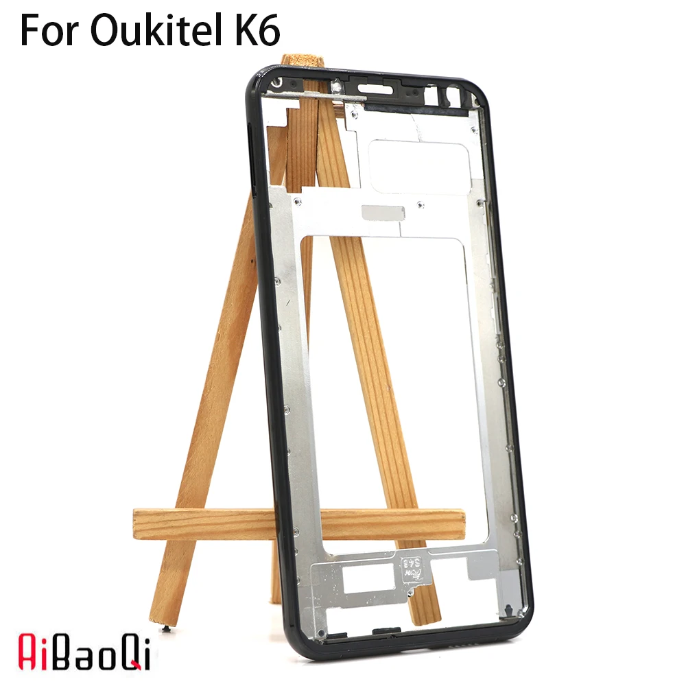 Aibaoqi новая Оригинальная передняя рамка для 5,99 дюйма Oukitel K6 спереди Корпус крышка чехол в сборе запасная часть+ 3 М клей