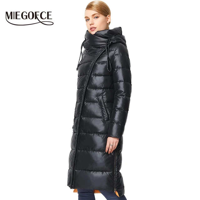 MIEGOFCE 2019 Новая Зимняя Коллекция Био Пух Пальто Средняя Длина Модный Пуховик Женский с Капюшоном Теплая Женская Куртка Европейский Пошив